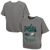 Philadelphia Eagles Women's Mineral Wash Short Sleeve Top - Gray - NFL