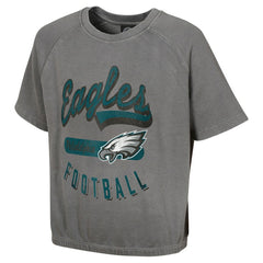 Philadelphia Eagles Women's Mineral Wash Short Sleeve Top - Gray - NFL