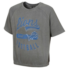 Detroit Lions Women's Mineral Wash Short Sleeve Top - Gray - NFL