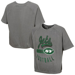 New York Jets Women's Mineral Wash Short Sleeve Top - Gray - NFL