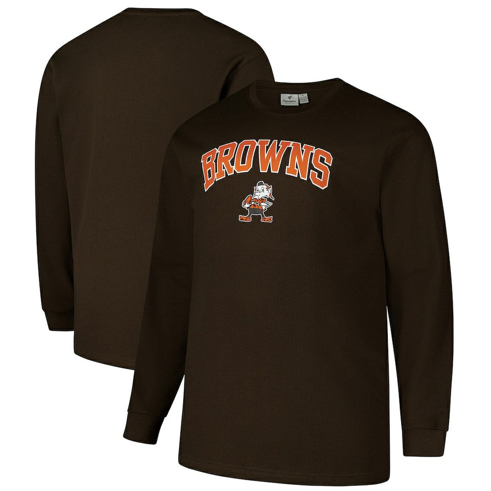 Cleveland Browns Big & Tall Throwback Thermal Long Sleeve T-Shirt - Brown - Fanatics