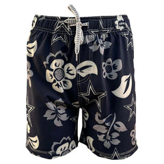 Dallas Cowboys Wes & Willy Youth Floral Volley Swim Trunks - Navy - NFL