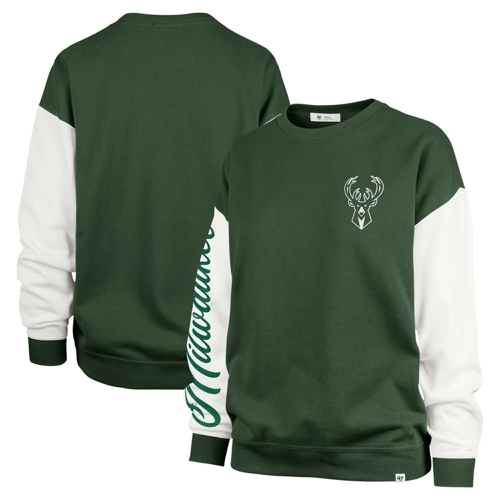 47 brand Milwaukee Bucks '47 Women's Rise Andie Oversized Pullover Sweatshirt Hunter Green