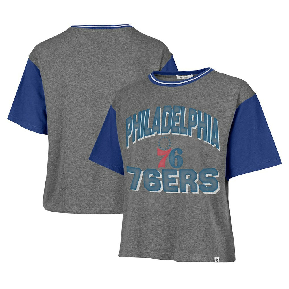 47 brand Philadelphia 76ers '47 Women's Rise Clubhouse Ziggy Color Block T-Shirt Gray