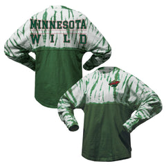Minnesota Wild Spirit Jersey Unisex Crystal Half Dye Long Sleeve T-Shirt - Green | NHL Lifestyle