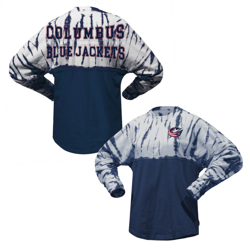 Columbus Blue Jackets Spirit Jersey Unisex Crystal Half Dye Long Sleeve T-Shirt - Navy | NHL online