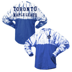 Toronto Maple Leafs Spirit Jersey Unisex Crystal Half Dye Long Sleeve T-Shirt - Blue | NHL Lifestyle