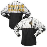 Boston Bruins Spirit Jersey Unisex Crystal Half Dye Long Sleeve T-Shirt - Black | NHL Clearance