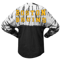 Boston Bruins Spirit Jersey Unisex Crystal Half Dye Long Sleeve T-Shirt - Black | NHL Clearance