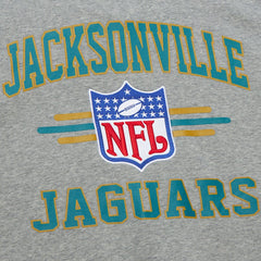 Jacksonville Jaguars All Over 4.0 Vintage Logo Pullover Sweatshirt - Heather Gray - Mitchell & Ness