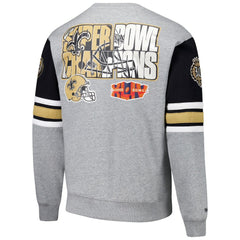 New Orleans Saints All Over 4.0 Vintage Logo Pullover Sweatshirt - Heather Gray - Mitchell & Ness