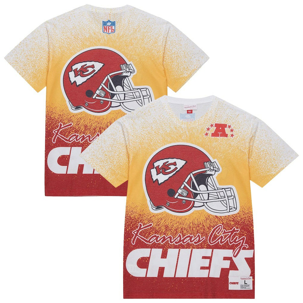 Kansas City Chiefs Team Burst Vintage Logo T-Shirt - White - Mitchell & Ness