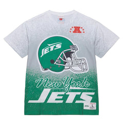 New York Jets Team Burst Vintage Logo T-Shirt - White - Mitchell & Ness