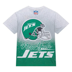 New York Jets Team Burst Vintage Logo T-Shirt - White - Mitchell & Ness