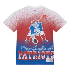 New England Patriots Team Burst Vintage Logo T-Shirt - White - Mitchell & Ness