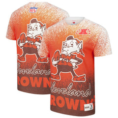 Cleveland Browns Team Burst Vintage Logo T-Shirt - White - Mitchell & Ness