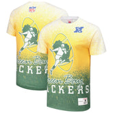 Green Bay Packers Team Burst Vintage Logo T-Shirt - White - Mitchell & Ness