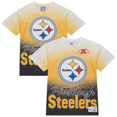 Pittsburgh Steelers Team Burst Vintage Logo T-Shirt - White - Mitchell & Ness