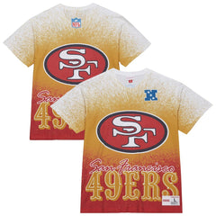 San Francisco 49ers Team Burst Vintage Logo T-Shirt - White - Mitchell & Ness