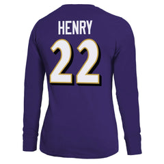 Derrick Henry Baltimore Ravens Majestic Threads Women's Name & Number Long Sleeve T-Shirt - Purple - NFL