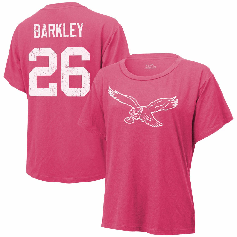 Saquon Barkley Philadelphia Eagles Majestic Threads Women's Name & Number T-Shirt - Pink - NFL