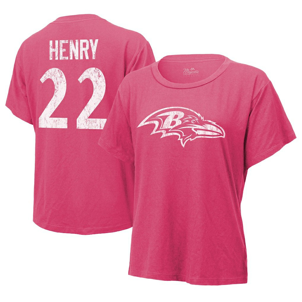 Derrick Henry Baltimore Ravens Majestic Threads Women's Name & Number T-Shirt - Pink - NFL