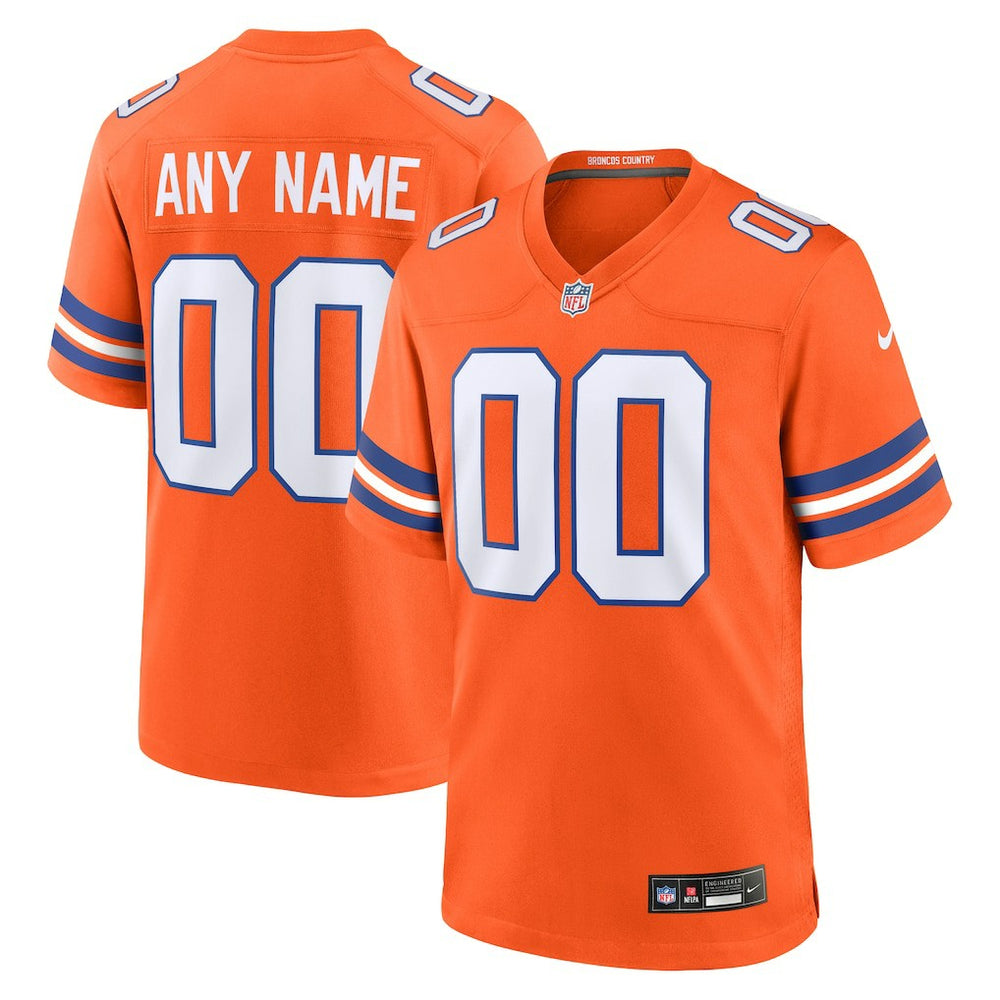 Denver Broncos Youth 2nd Alternate Custom Replica Jersey - Orange - Nike