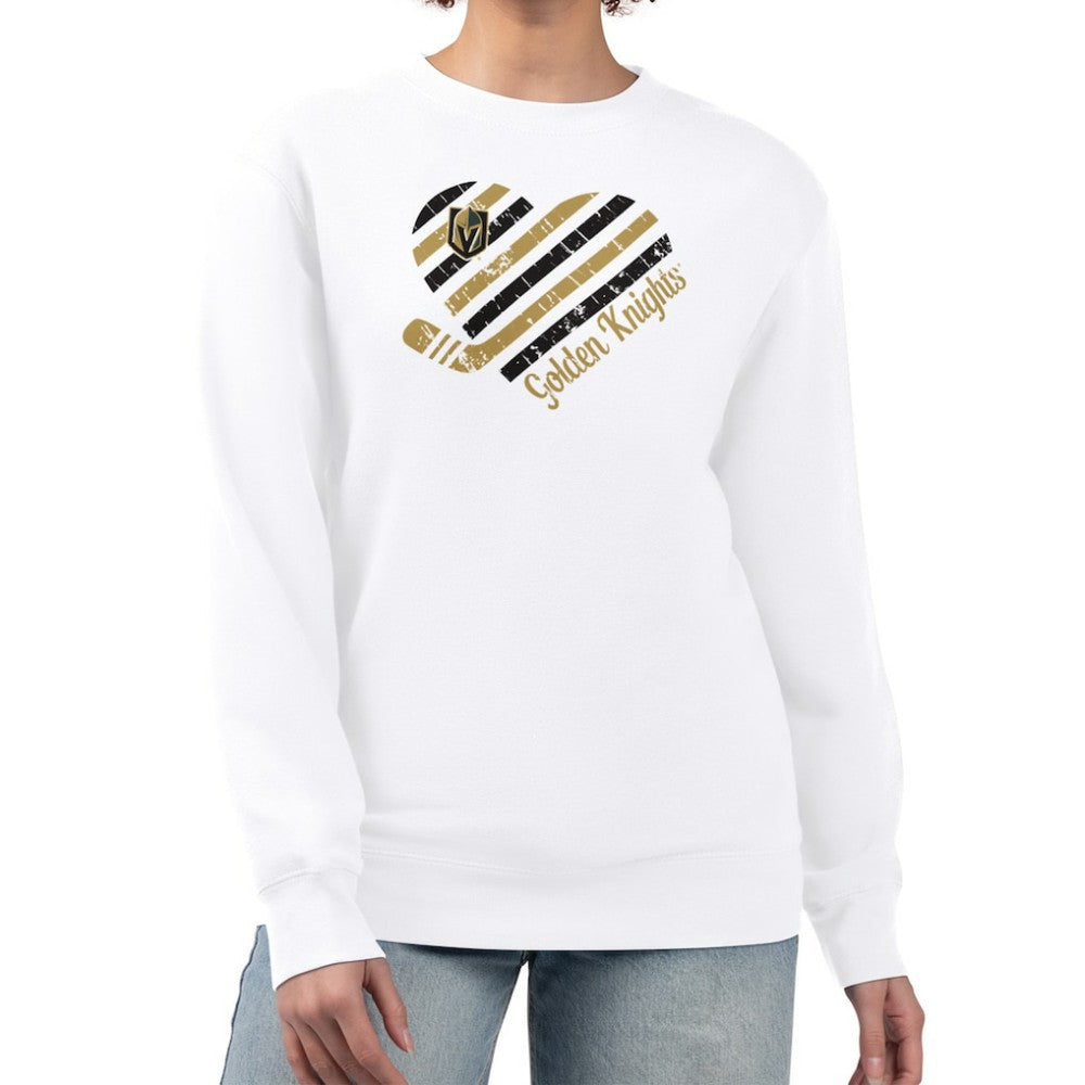 Vegas Golden Knights G-III 4Her by Carl Banks Women's Heart Graphic Pullover Sweatshirt - White | NHL Lifestyle