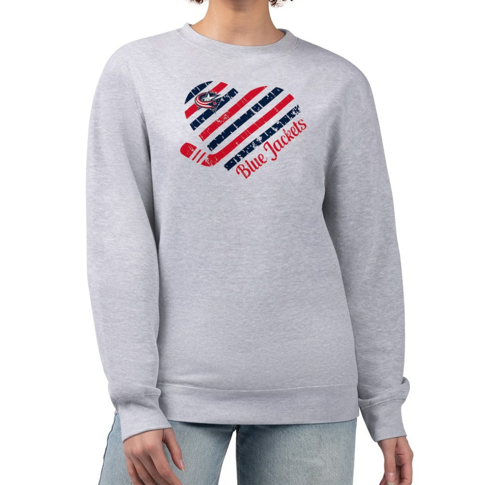 Columbus Blue Jackets G-III 4Her by Carl Banks Women's Heart Graphic Pullover Sweatshirt - Heather Gray | NHL online