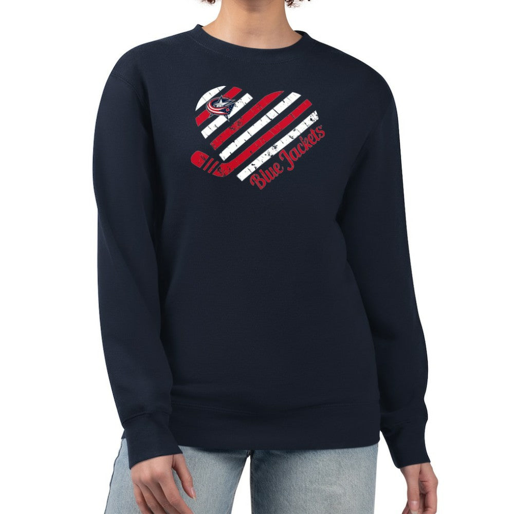 Columbus Blue Jackets G-III 4Her by Carl Banks Women's Heart Graphic Pullover Sweatshirt - Navy | NHL online