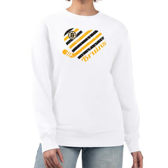 Boston Bruins G-III 4Her by Carl Banks Women's Heart Graphic Pullover Sweatshirt - White | NHL Clearance