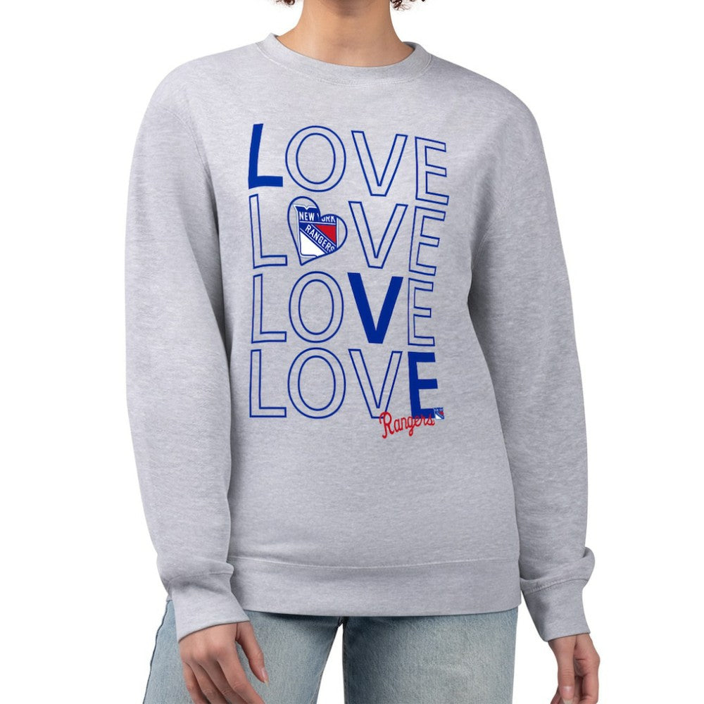 New York Rangers G-III 4Her by Carl Banks Women's Lots Of Love Team Logo Graphic Pullover Sweatshirt - Heather Gray | NHL near me
