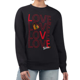 Chicago Blackhawks G-III 4Her by Carl Banks Women's Lots Of Love Team Logo Graphic Pullover Sweatshirt - Black | NHL Clearance