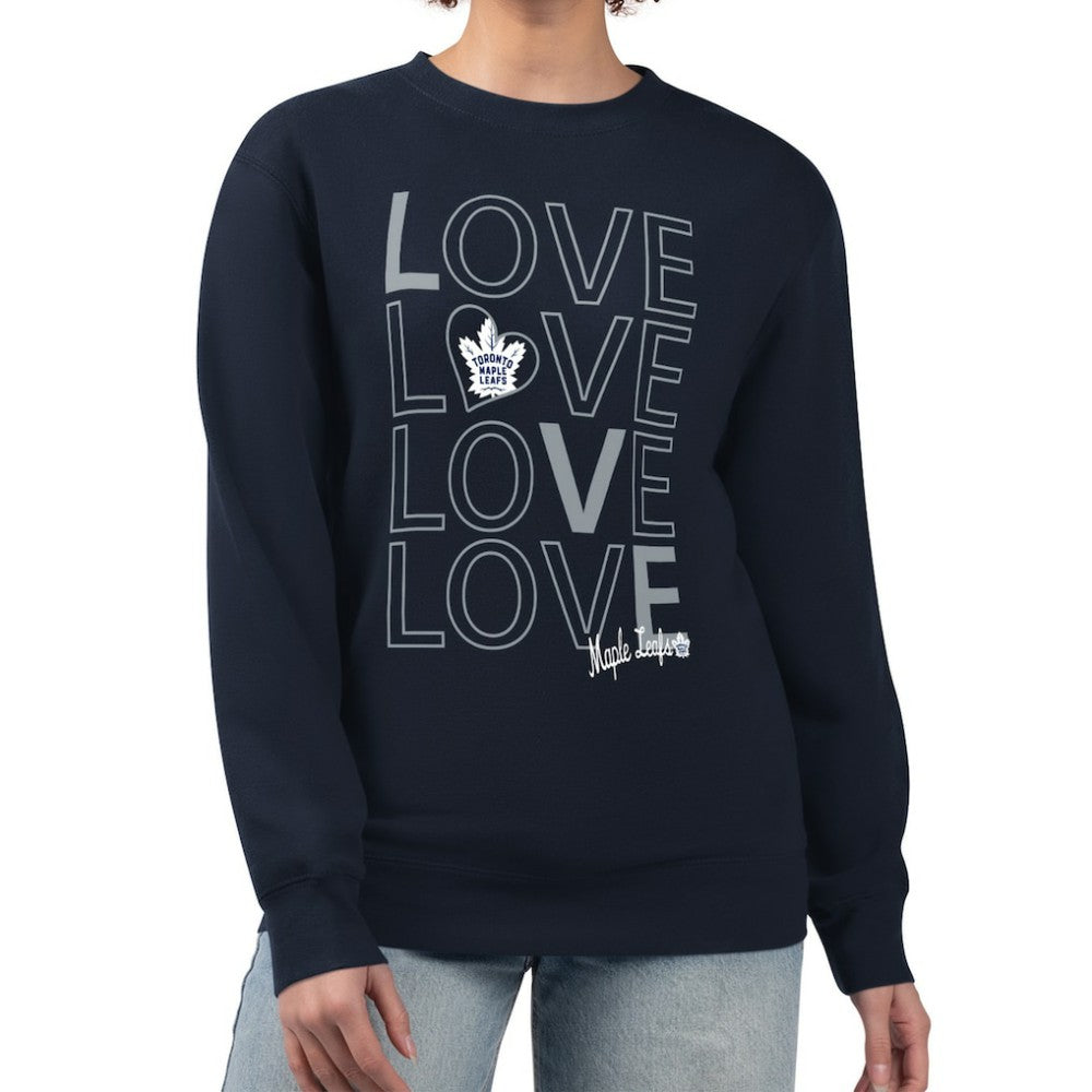 Toronto Maple Leafs G-III 4Her by Carl Banks Women's Lots Of Love Team Logo Graphic Pullover Sweatshirt - Navy | NHL Clearance