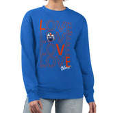 Edmonton Oilers G-III 4Her by Carl Banks Women's Lots Of Love Team Logo Graphic Pullover Sweatshirt - Royal | NHL near me