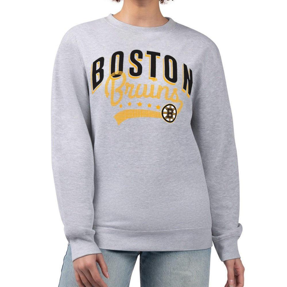 Boston Bruins G-III 4Her by Carl Banks Women's Filigree Team Graphic Fleece Pullover Sweatshirt - Heather Gray | NHL online