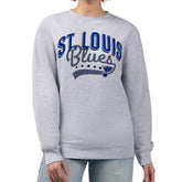 St. Louis Blues G-III 4Her by Carl Banks Women's Filigree Team Graphic Fleece Pullover Sweatshirt - Heather Gray | NHL Clearance