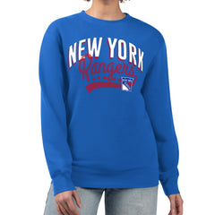 New York Rangers G-III 4Her by Carl Banks Women's Filigree Team Graphic Fleece Pullover Sweatshirt - Blue | NHL sale