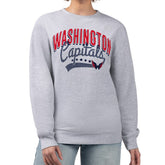 Washington Capitals G-III 4Her by Carl Banks Women's Filigree Team Graphic Fleece Pullover Sweatshirt - Heather Gray | NHL Clearance
