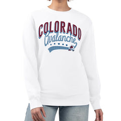 Colorado Avalanche G-III 4Her by Carl Banks Women's Filigree Team Graphic Fleece Pullover Sweatshirt - White | NHL Clearance