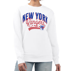 New York Rangers G-III 4Her by Carl Banks Women's Filigree Team Graphic Fleece Pullover Sweatshirt - White | NHL on sale