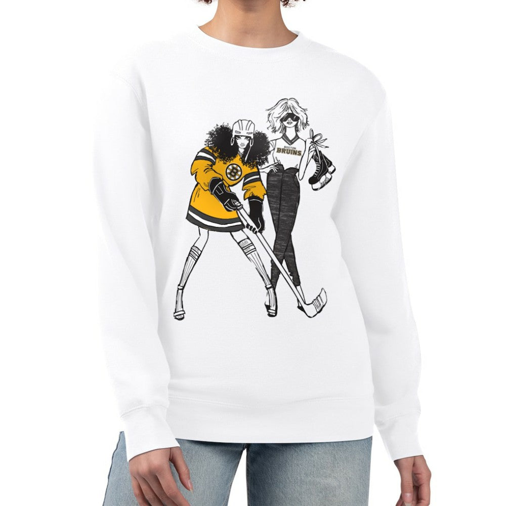 Boston Bruins G-III 4Her by Carl Banks Women's Hockey Girls Team Graphic Fleece Pullover Sweatshirt - White | NHL sale
