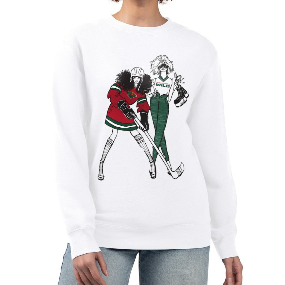 Minnesota Wild G-III 4Her by Carl Banks Women's Hockey Girls Team Graphic Fleece Pullover Sweatshirt - White | NHL on sale
