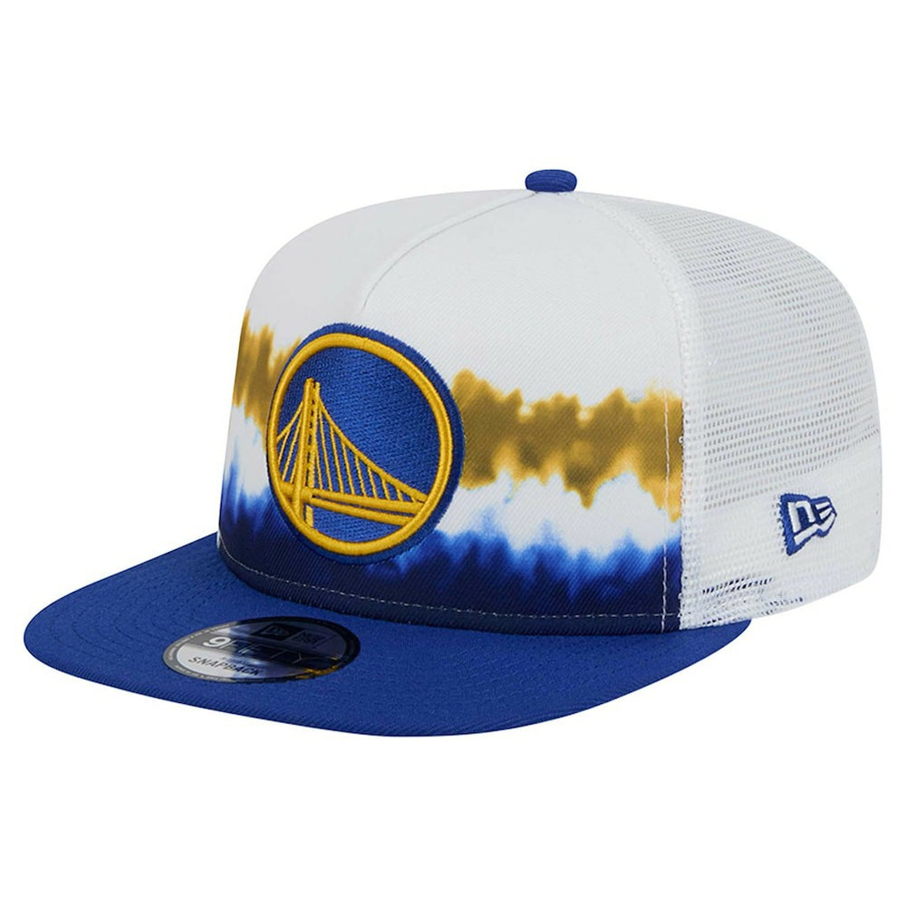 New Era Golden State Warriors Dip-Dye 9FIFTY A-Frame Trucker Snapback Hat White/Royal