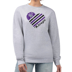 Sacramento Kings G-III 4Her by Carl Banks Women's Heart Graphic Fleece Pullover Sweatshirt Heather Gray