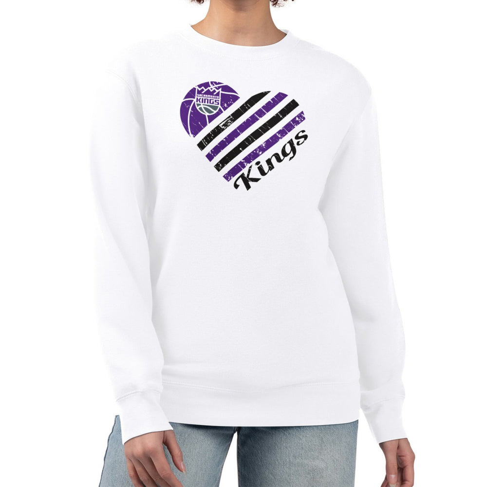 Sacramento Kings G-III 4Her by Carl Banks Women's Heart Graphic Fleece Pullover Sweatshirt White