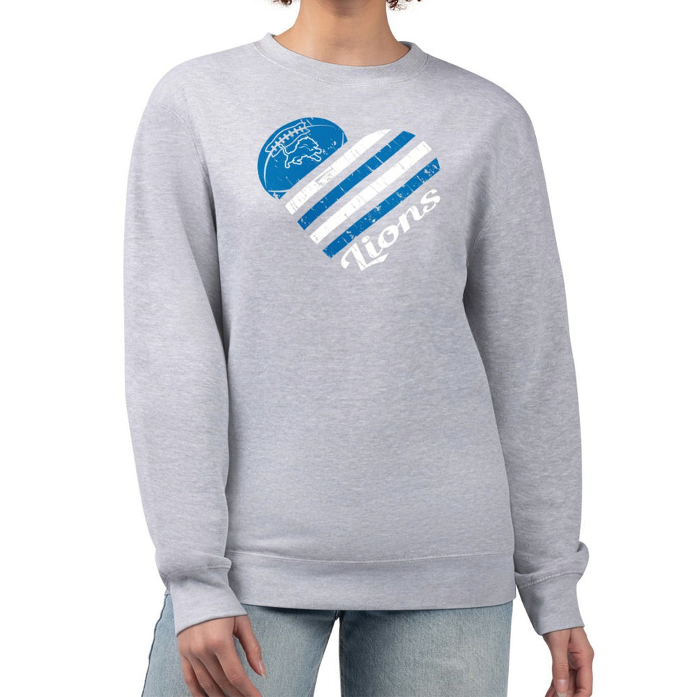 Detroit Lions G-III 4Her by Carl Banks Women's Heart Graphic Fleece Pullover Sweatshirt - Heather Gray - NFL