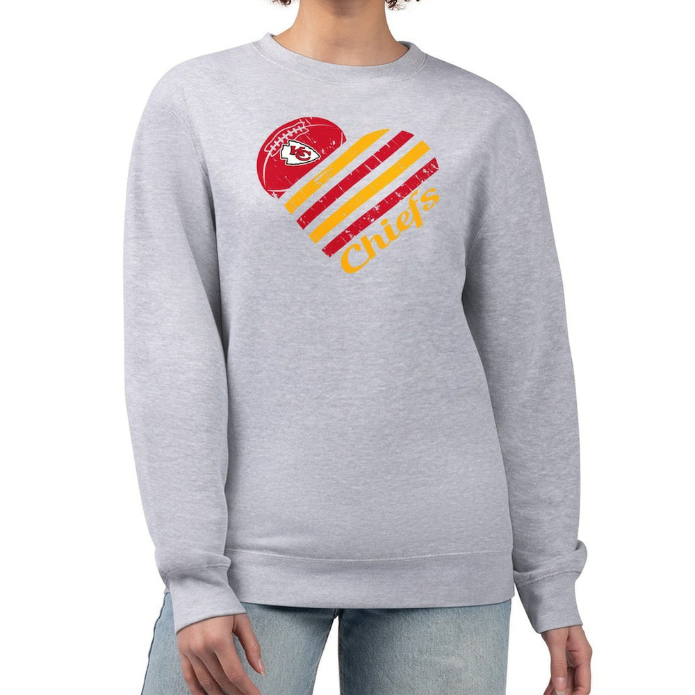 Kansas City Chiefs G-III 4Her by Carl Banks Women's Heart Graphic Fleece Pullover Sweatshirt - Heather Gray - NFL