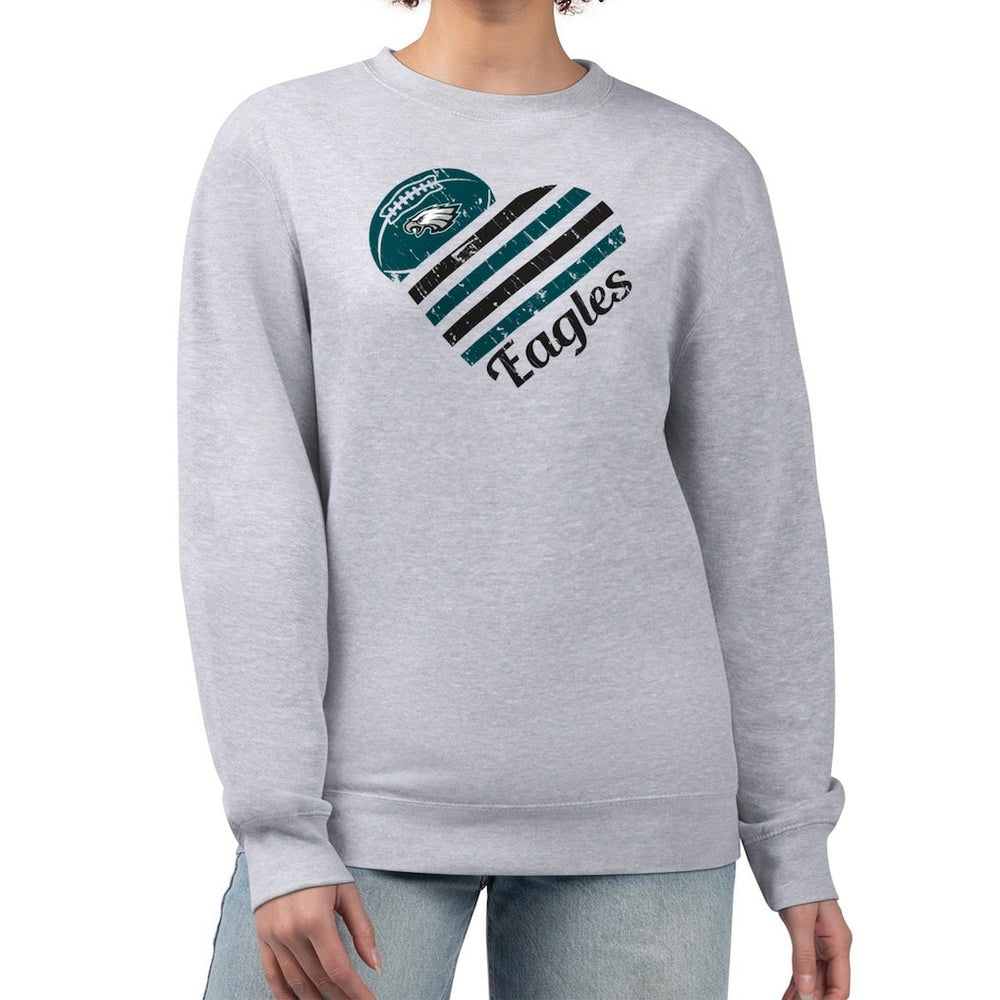 Philadelphia Eagles G-III 4Her by Carl Banks Women's Heart Graphic Fleece Pullover Sweatshirt - Heather Gray - NFL