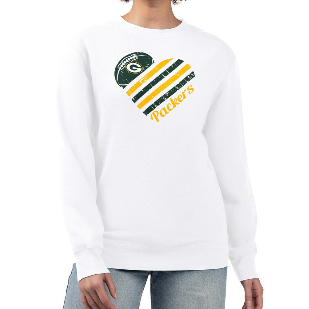 Green Bay Packers G-III 4Her by Carl Banks Women's Heart Graphic Fleece Pullover Sweatshirt - White - NFL